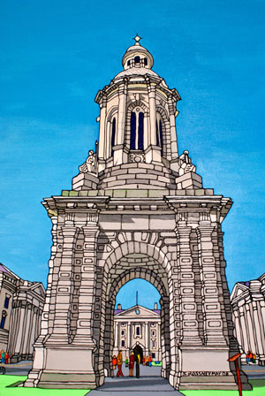 Illustration of Trinity College in Dublin